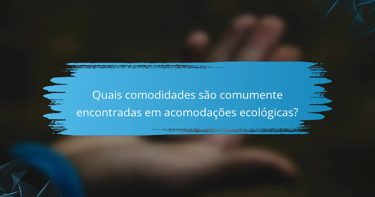 Quais comodidades são comumente encontradas em acomodações ecológicas?