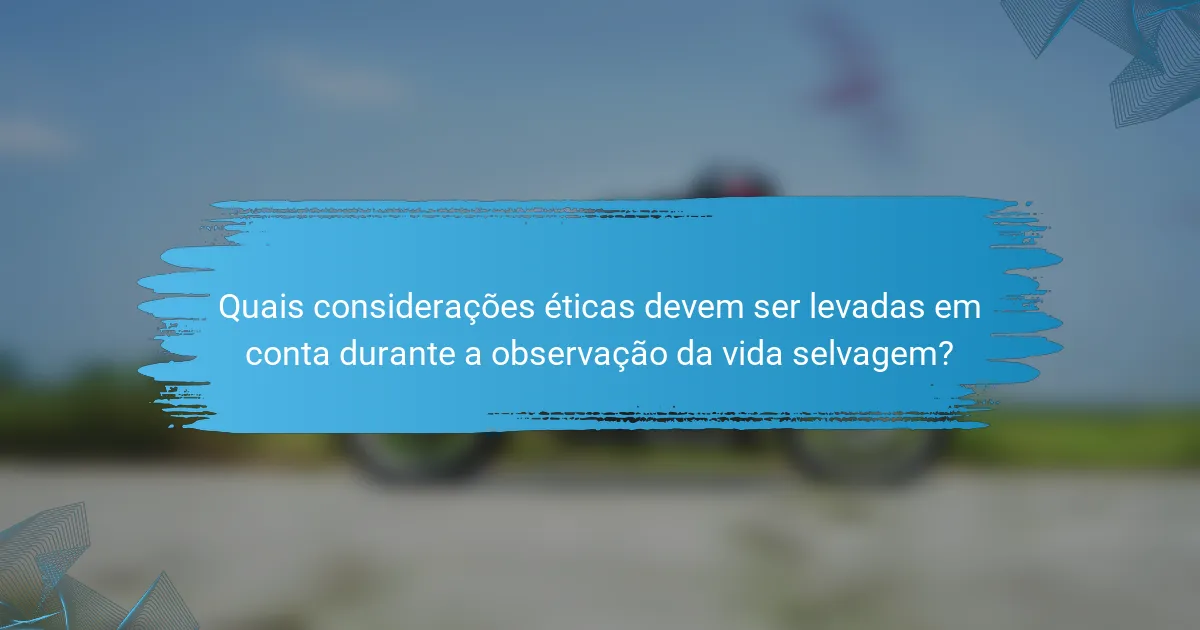 Quais considerações éticas devem ser levadas em conta durante a observação da vida selvagem?