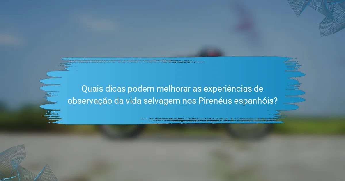 Quais dicas podem melhorar as experiências de observação da vida selvagem nos Pirenéus espanhóis?