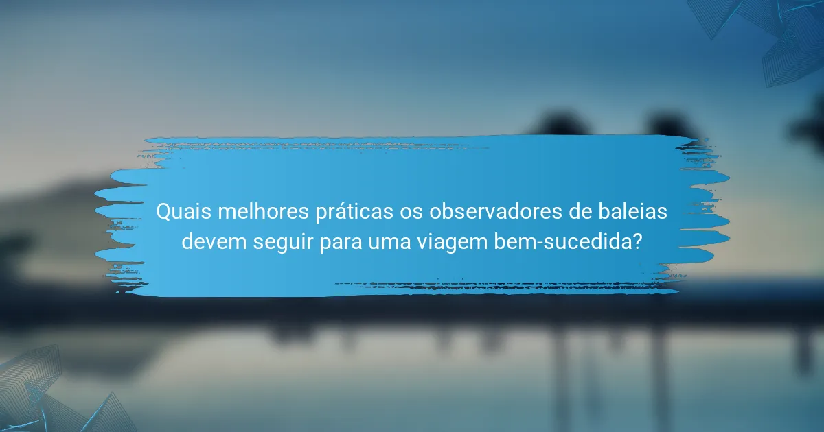 Quais melhores práticas os observadores de baleias devem seguir para uma viagem bem-sucedida?
